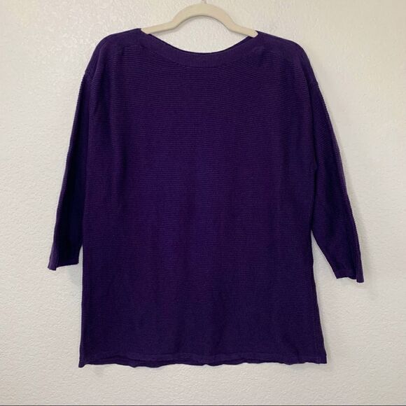 Chico’s Size Medium Purple Textured Boat-Neck Sweater - Picture 1 of 10